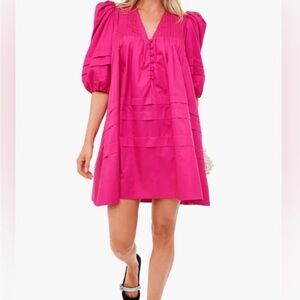 Hunter Bell Fuchsia Puff Sleeve Mini Dress